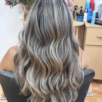 Ash blonde highlights on long hair, Hair Color Experts Studio San Diego